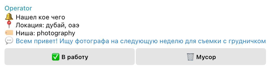 Скриншот запроса инвестиционного пакета в Дубае